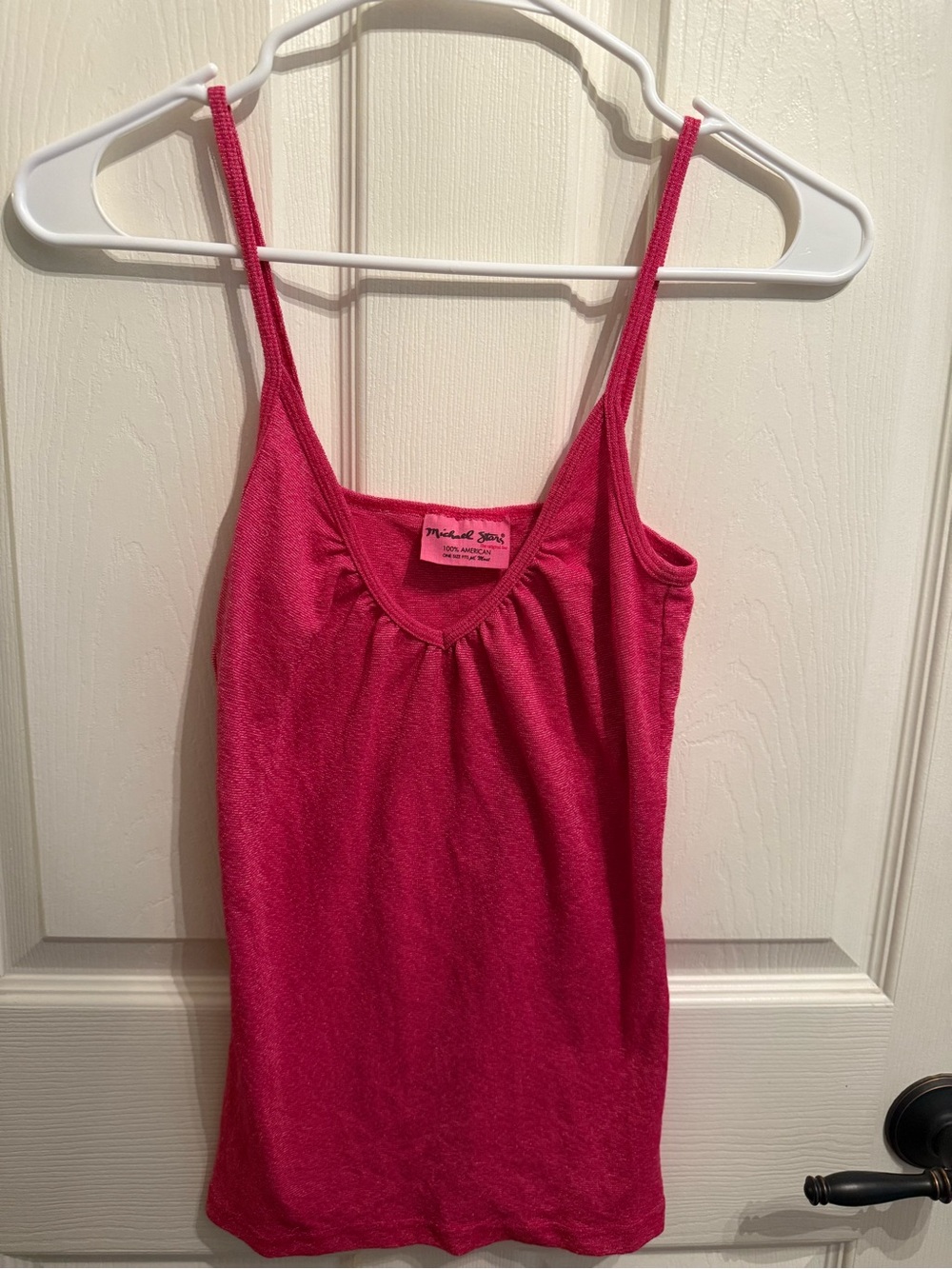 Michael Stars Hot Pink Shimmer  Spaghetti Strap Tank